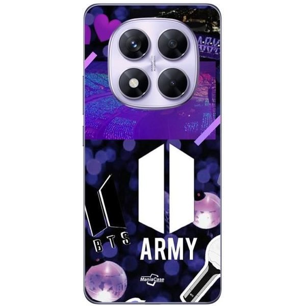 Coque - Xiaomi - Redmi Note 14 Pro 5G - Souple - Noir - BTS Army Logo-image
