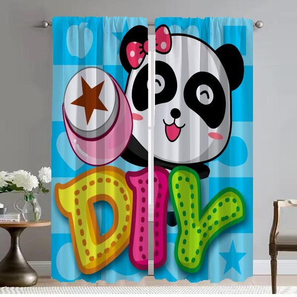 Cortinas Interiores Para El Hogar 2 Piezas Cortina Blackout Babybus Para HabitacióN 2 Paneles DecoracióN Halloween Tul Para Dormitorio Estores SalóN W74Xh114Cmx2Pcs-Cl-image