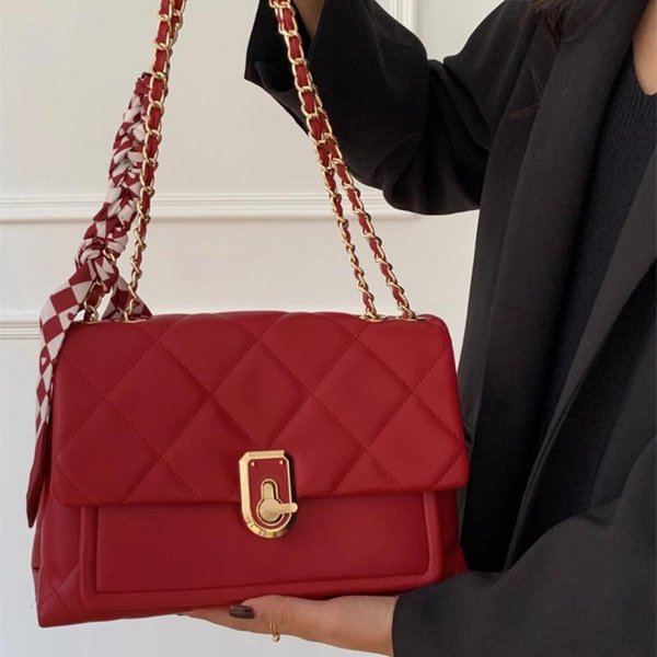 El Bolso De Boda De La Novia Roja Se Puede Usar Diariamente Como Un Bolso De Hombro ÚNico Con Cadena Y Un Bolso De Mano Moderno Para Mujeres Rojo-image