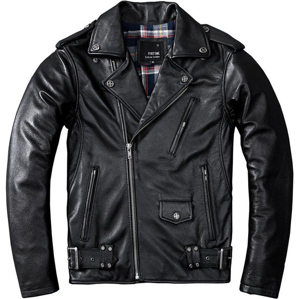 Chaqueta De Cuero Vacuno Puro De Primera Capa Para Hombre Traje Corto De Motocicleta Chaqueta De Cuero Slim Xxxxl Negro-image