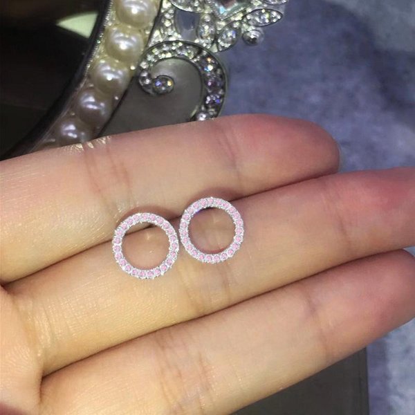 Pendientes Huitan Delicados Con Forma De CíRculo Hueco Y Piedra De Circonita CúBica Pavimentada, Sencillos Y Elegantes, Para Mujer, Accesorios De Uso Diario.-image