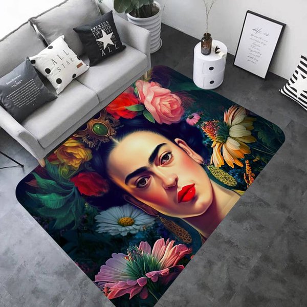 Vintage Artysta F-Frida K-Kahlo Wycieraczka PokóJ DziecięCy Dekoracja Sypialni Balkon AntypośLizgowa Wycieraczka Wycieraczka Do Salonu Dywanik 80Cm X 160Cm-image