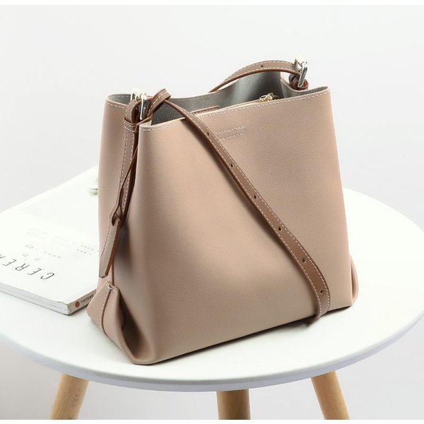 Bolso Tipo Cubo Para Mujer De Gran Capacidad, Bolso De Cuero, OtoñO E Invierno, Nueva Textura, Bolso De Hombro, Bolso Cruzado, Bolso De Alta Gama Para Ir Al Trabajo-image