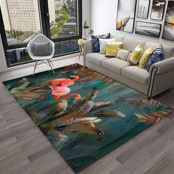 Dywan Flamingo Tropikalny ZwierzęCy WzóR Dywanik Kuchenny Do ŁAzienki Salonu Sypialni Dekoracja Mata PodłOgowa AntypośLizgowa Wycieraczka WejśCiowa 50X80Cm 20X31 Inch-image