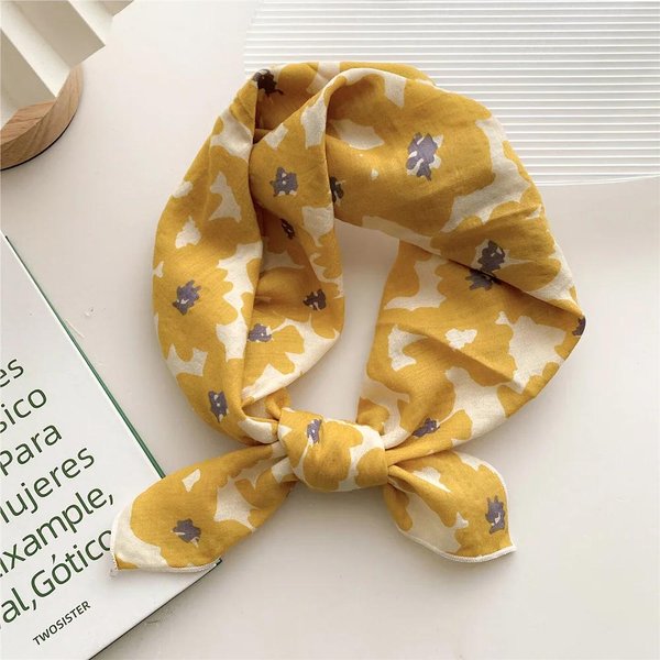PañUelo De Cuello Con Estampado Floral Para Mujer, PañUelo Para El Pelo, PañUelo Cuadrado De AlgodóN, Bufandas Para El Cuello, PañUelos PequeñOs, Bandanas Bonitas, PañUelos Para La Cabeza 55*55CM 55X55Cm Brown-image