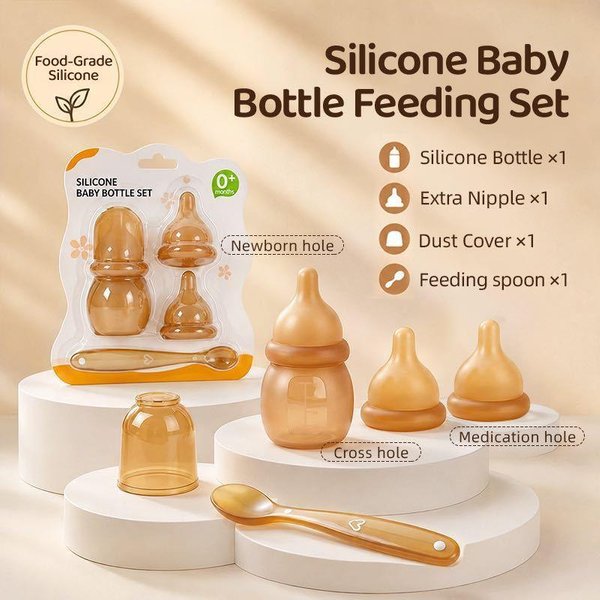 Mini BiberóN De Silicona Para Bebé De 60 Ml Anticolico Antifugas Grado Alimentario BiberóN De Leche Para ReciéN Nacidos Para Llevar A1-image