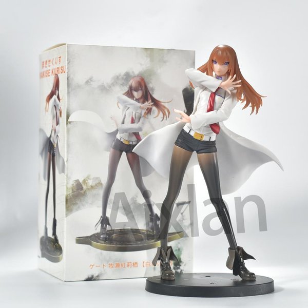 Aixlan Steins Gate Figura Makise Kurisu 22Cm Chica Super Genial Figura De AccióN De PVC Anime Regalo De Navidad Figura Coleccionable Gray-image