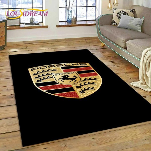 Dywanik Z Logo Samochodu P-Porsche Drukowany 3D Do Salonu Sypialni Wystroju Domu, Mata PodłOgowa AntypośLizgowa Pod Sofę Wycieraczka Prezent Dla Dzieci Do Zabawy 60X90Cm( 23X35In )-image