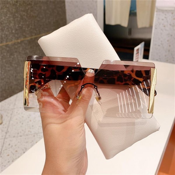 Gafas De Sol De Moda Para Mujer Sin Montura Oversize Vintage Degradado ProteccióN UV Gafas Frescas Para Dama Verano Tendencia AS Picture Black-image