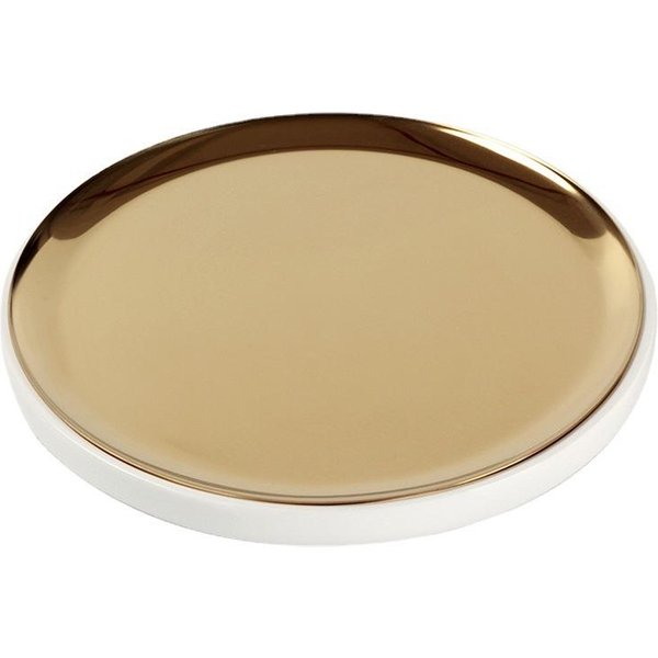 Bandeja Redonda De Metal De Lujo Ligero Moderno Arte Ins Para Almacenamiento De Escritorio De Sala De Modelo/Oficina De Ventas, Adornos Simples De Resina-image