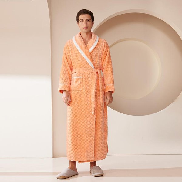 Bata De BañO Para Mujer, Ropa De Abrigo Para Tallas Grandes, Bata De Franela Suave De Felpa, Bata Larga De Talla Grande Para Hombre, Camisones, Ropa Para Parejas M Beige-image