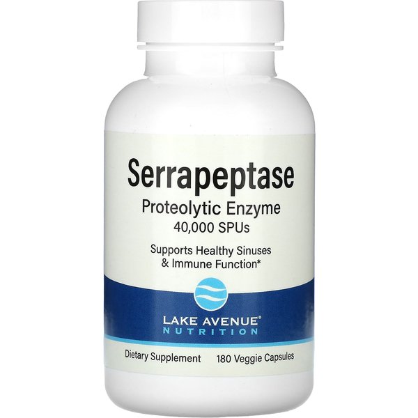 Serrapeptaza, Enzym Proteolityczny, 40 000 Spu, 180 KapsułEk WegetariańSkich-image