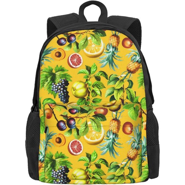 Plecak Z Nadrukiem OwocóW Zielone LiśCie Damski Poliester Plecaki W Stylu Outdoor OddychająCe Codzienne Plecaki Szkolne Plecak 36X32X10Cm-image
