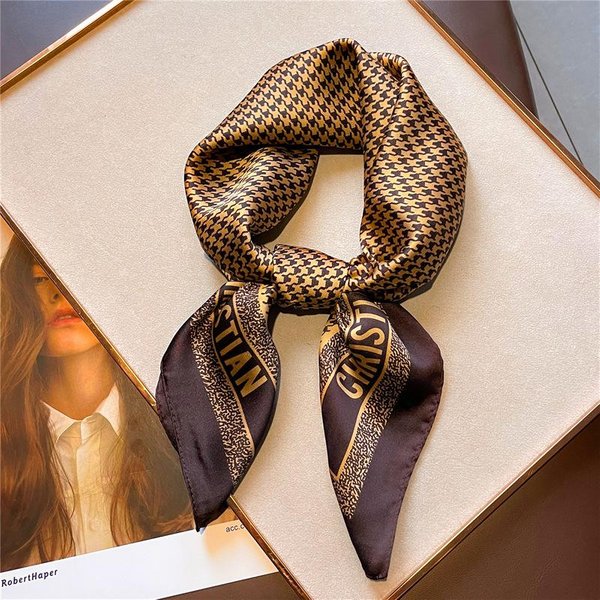 Druk 70 Cm Jedwabny Satynowy Chustka Na GłOwę Kobiety Luksusowy WzóR Krawatka Szalik Damskie WłOsy RęKa Nadgarstek Foulard Szal HidżAb Bandana-image