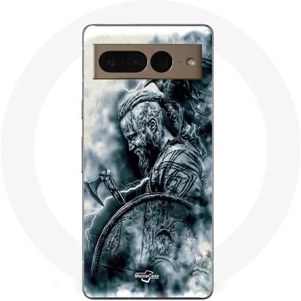 Coque Maniacase Pour Google Pixel 7 Pro Vikings Ragnar Lothbrok Bouclier Corbeau-image