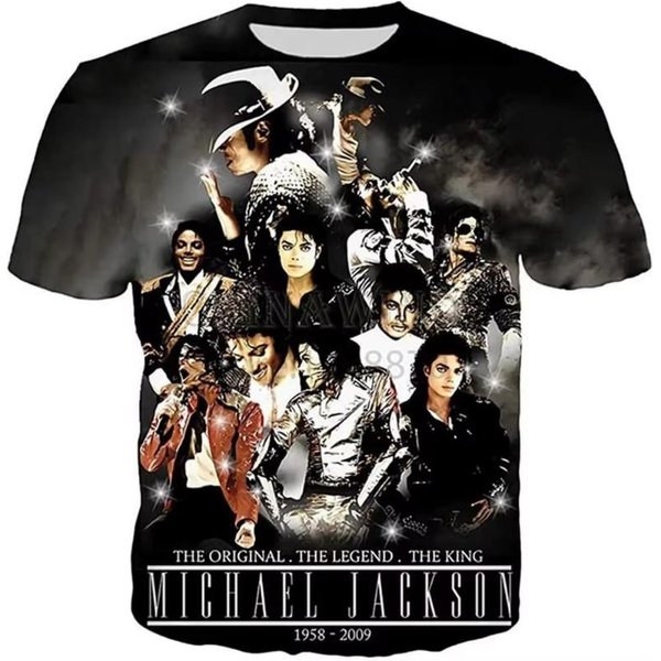 Camiseta Michael Jackson Hombres Mujeres ImpresióN 3D Rey Del Pop Camiseta GráFica Casual Streetwear Manga Corta Hip Hop Fan Tops Unisex L-image