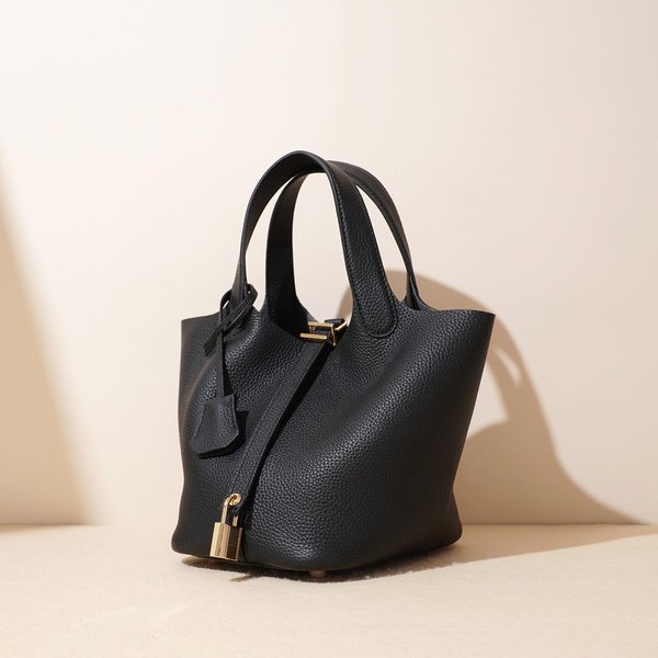 Bolso De Piel De Vaca, Bolso De Cuero Genuino, DiseñO De Nicho Para Mujer, Textura Avanzada, Bolso De Mano De Gran Capacidad, Bolso Tipo Cubo. Negro-image