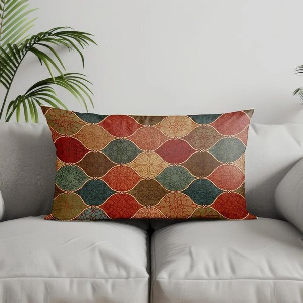 Funda De Almohada Vikama Mandala Bohemio Estampado Estilo Nacional Retro Desmontable Lavable Funda De Almohada Para Sofá De Sala De Estar Dormitorio 30X50Cm-image