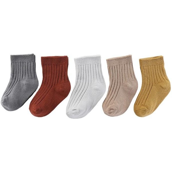 5 Pares Unisex 100% AlgodóN Calcetines Para Bebé NiñA Antideslizantes Color SóLido 0-5T Elasticidad Calcetines Para Bebé NiñO ReciéN Nacido Accesorios Para BebéS S(6-12M)-image