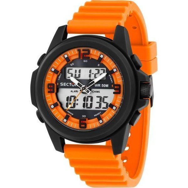 Reloj Para Hombre Sector Ex-48 Correa De Silicona Esfera Negra Y Naranja Cuarzo R3251302002 Naranja-image