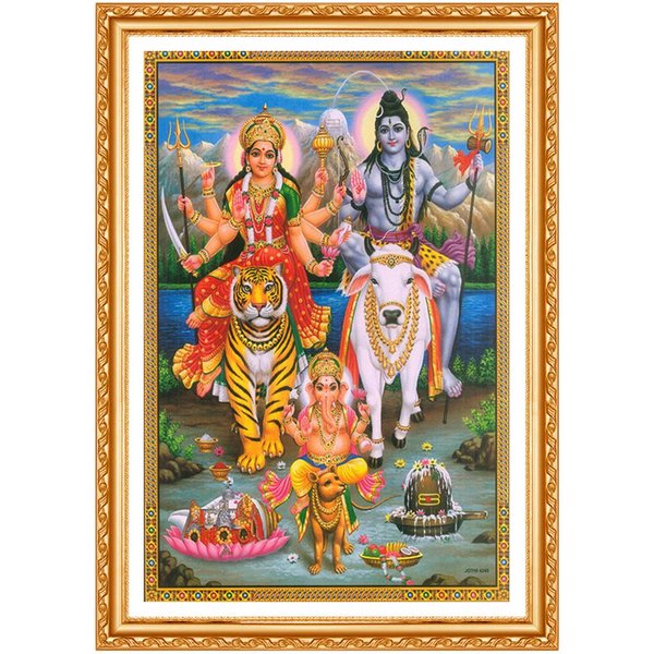Diy, Haft Diamentowy, Shiva Parvati Ganesha, 5D, Malowanie Diamentami, śCieg KrzyżYkowy, 3D, Dekoracja, Prezenty 20X30CM-image