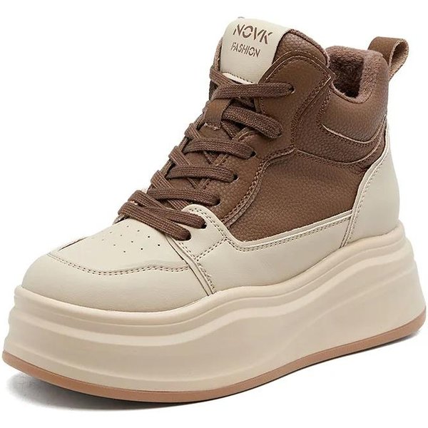 7Cm Krowia SkóRa Naturalna Damskie Modne Grube Sneakersy Wiosenna Moda Jesień Platforma Koturn Loafer Wysokie Wygodne Buty 34-40 40-image
