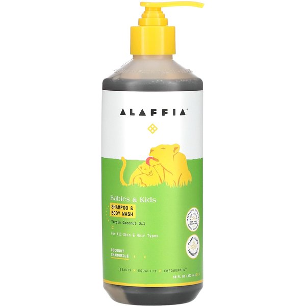 Alaffia, Everyday Coconut, Champú Y Gel De Ducha, Para BebéS Y NiñOs, Coco Manzanilla, 16 Fl Oz (475 Ml) Yellow-image