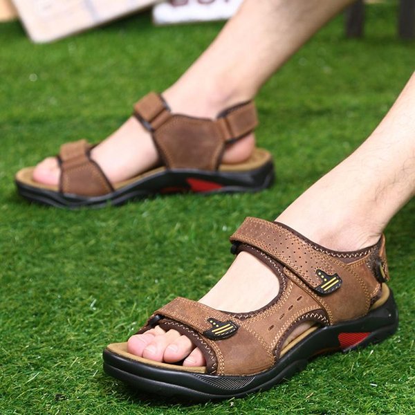 SandałY MęSkie Letnie Buty SandałY Ze SkóRy Naturalnej Buty PlażOwe SandałY MęSkie Ze SkóRy BydlęCej Dobrej JakośCi DużE Rozmiary 38-48 39-image