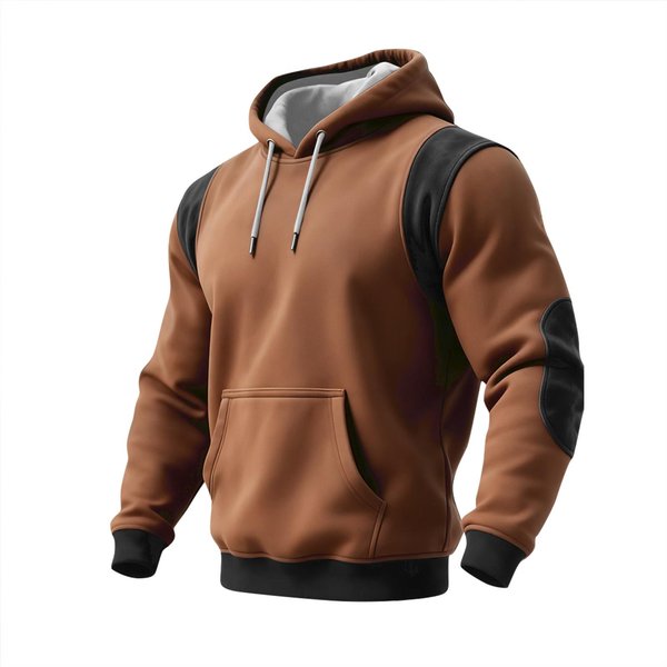 MęSka Bluza Z Kapturem W Bloki Kolorystyczne MęSka Sportowa Bluza W DużYm Rozmiarze Casualowa L BrąZowy-image
