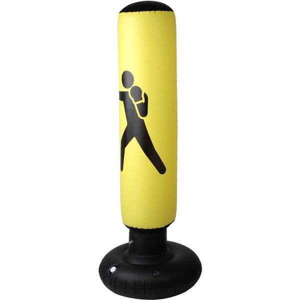 PVC 160Cm Fitness Saco De Boxeo Hinchable Para Adultos NiñOs Columna Hinchable Volteador Saco De Boxeo(Naranja) Yellow-image