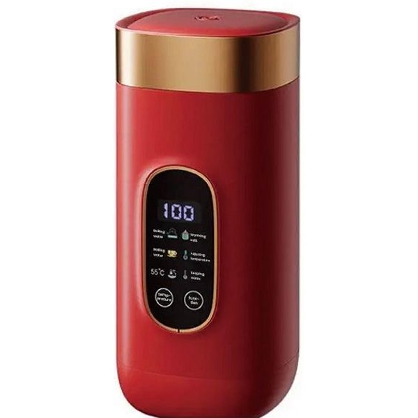 Czajnik Elektryczny Smart 400W PrzenośNy PodróżNy Garnek Do Gotowania Wody Kubek Grzewczy Regulacja 4-Biegowa Czajnik Do Herbaty Kawy Mleka UtrzymująCy CiepłO Kubek 650Ml Eu Czerwony-image
