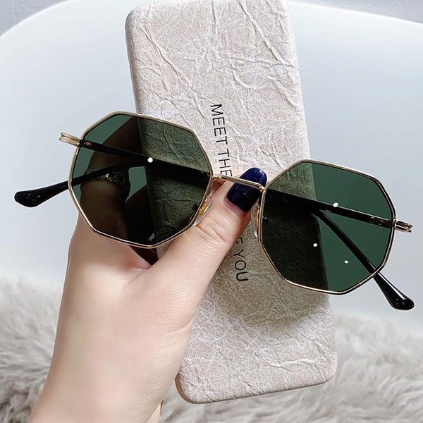Retro Okulary PrzeciwsłOneczne OśMiokąTne Ochrona UV400 Metalowa Oprawka Unisex Moda Okulary WielokąTne Dla MężCzyzn Kobiet-image