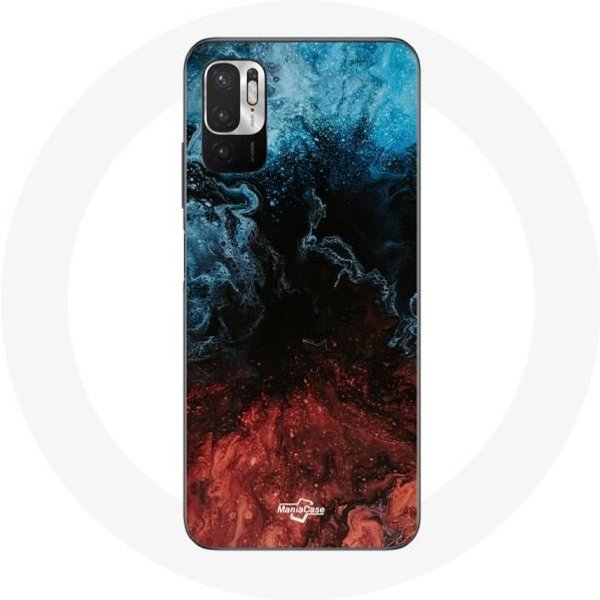 Funda Para Xiaomi Redmi Note 10T 5G Fondo De Textura Abstracta Rojo Negro Azul-image