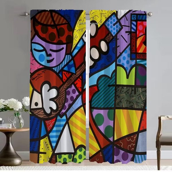 Cortinas Britto Para Sala De Estar Cortina De Tul Para Dormitorio Estores Mampara Cortinas De Interior Para El Hogar 2 Piezas Cocina Blackout W50Xh70Cmx2Pcs-Cl-image