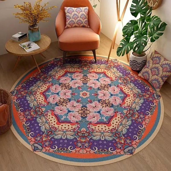 OkrąGłY Dywan – Wysokiej JakośCi Mata PodłOgowa Do Wystroju Salonu Lub Sypialni Diameter 140Cm(55In)-image