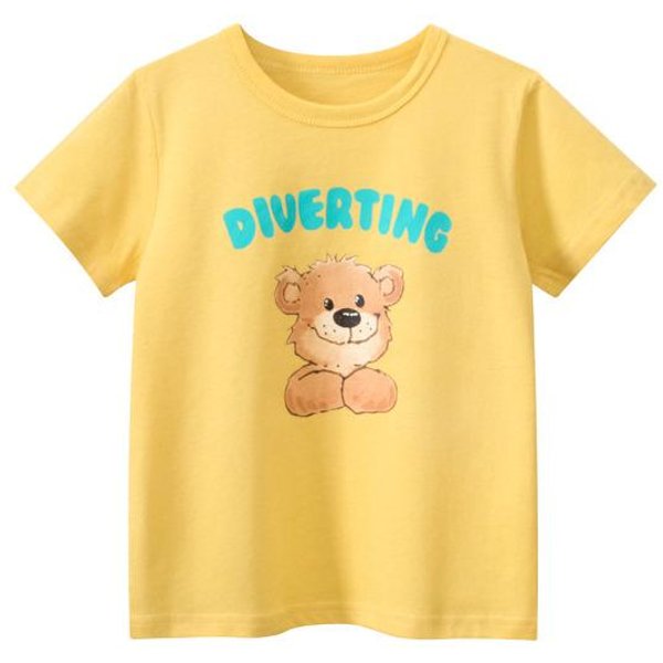 Ropa Para NiñOs Camiseta De Manga Corta Para NiñAs Verano Nueva Ropa Para BebéS Oso Camiseta Interior 140Cm Beige-image