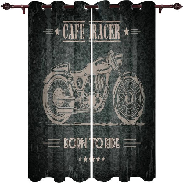 Retro Nowy Jork Motocykl ZasłOna Okienna Do Salonu Sypialni Dekoracja Domu Kuchnia Na Rolety Okienne Cortinas ZasłOny 2 Panele 100W130H(Cm)40X51In&Grommet Top-image
