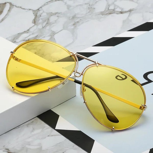 Popularne Stylowe Okulary PrzeciwsłOneczne Pilotki Dla Kobiet Dla MężCzyzn Oversize Premium Designerskie Okulary PrzeciwsłOneczne Styl Retro Stopniowy Kolor Punkowe Okulary UV400 As The Photo-image