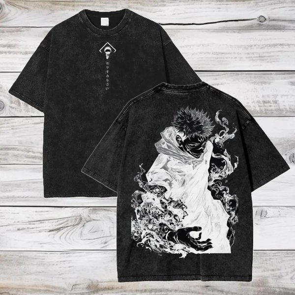 Gojo Satoru Jujutsu Kaisen Camiseta Hombre Mujer AlgodóN Lavado Camiseta Ropa Verano Manga Corta Camisetas Oversize Streetwear 3XL White-image