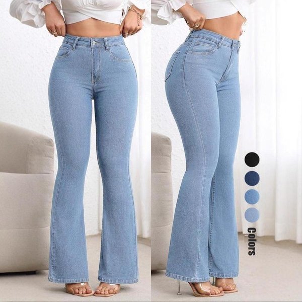 Damskie Jeansy Elastyczne Dopasowane Rozszerzane Spodnie PodnosząCe PośLadki Wysoki Stan Spodnie Bootcut XL Gray-image