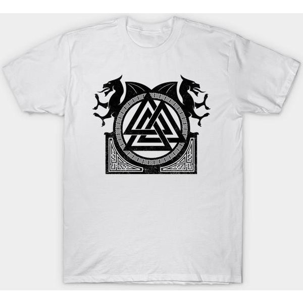 Camiseta Mujer SíMbolo Valknut Estampado Harajuku Camiseta Kawaii Verano Manga Corta Camiseta Top Femenino 4XL Blanco-image