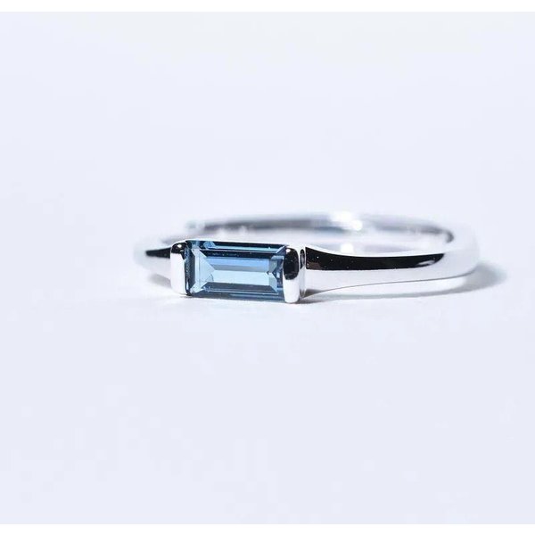 Anillo GeoméTrico Azul Para Mujer Topacio PequeñO Exquisito Abierto Ajustable Viento FríO Fresco Y Elegante JoyeríA Accesorios De Fiesta Resizable-image