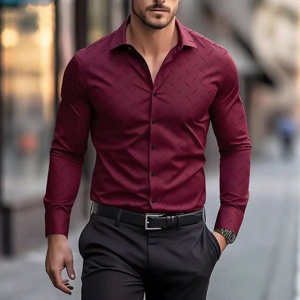 MęSka Koszula Z DłUgim RęKawem, Kwiatowy WzóR, Styl Gentlemana, Casualowa, OddychająCa M-image