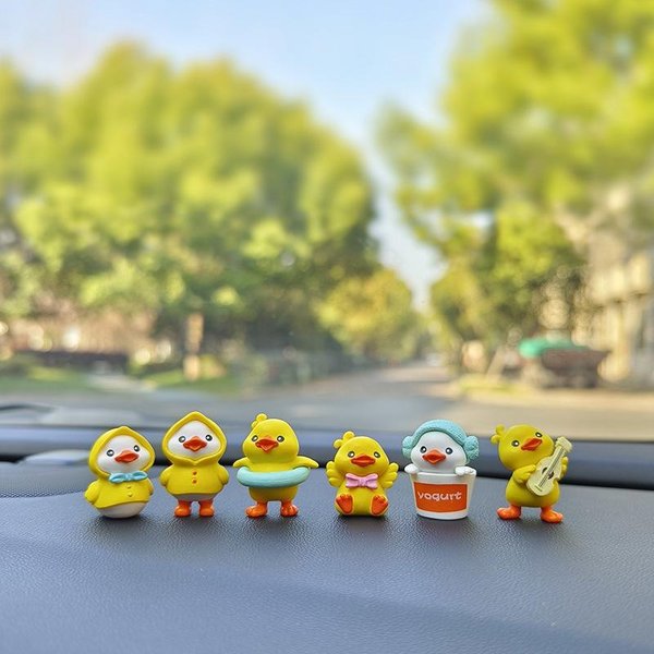6 Figuras De Anime De Patitos Amarillos, Adornos Lindos Para El Tablero Del Auto, Accesorios Para El Interior Del Auto, Regalos Para NiñAs-image
