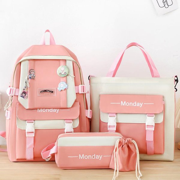 NiñAs De Escuela Primaria Estudiantes De Secundaria Estudiantes De Escuela Media Estudiantes Universitarios Mochila Linda De Alto Valor Mochila Beige-image