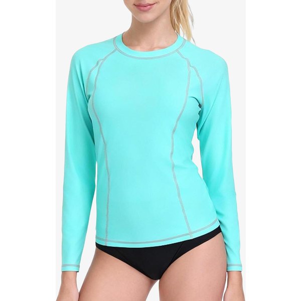 Charmleaks Damska Koszulka Z DłUgim RęKawem Do PłYwania Rash Guard UPF 50+ Kamizelka Rash Vest SzybkoschnąCa Koszulka Sportowa Top (Bez Dna) L-image