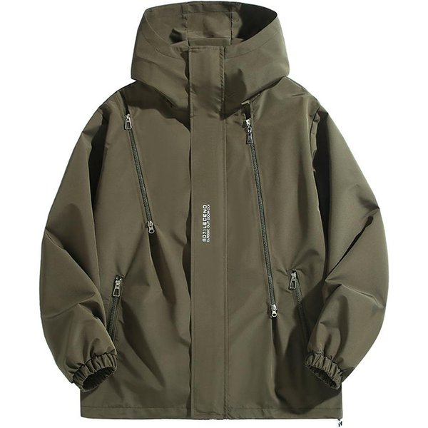 10XL 12XL Talla Grande Cortavientos Hombre Chaqueta Impermeable Color SóLido Negro Abrigos Cortavientos Masculino Talla Grande Ropa Exterior Para Exterior 6XL Verde-image