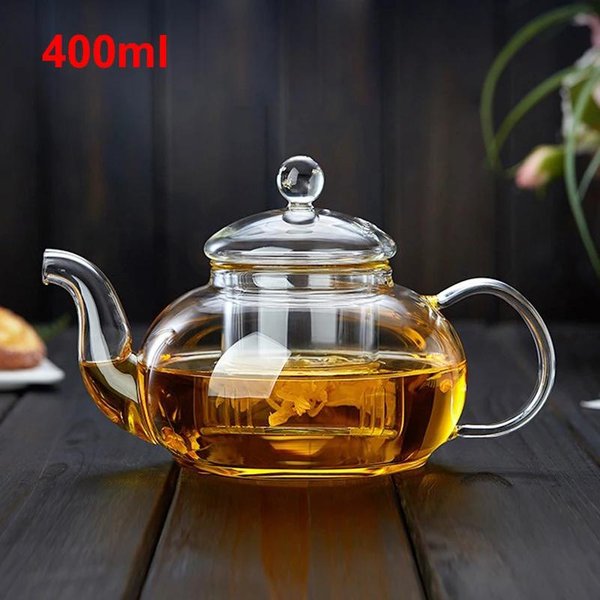 Tetera De Vidrio Resistente Al Calor De 400 Ml/1000 Ml, Tetera De Flores, Juego De Té Kung Fu, Colador De Té, Infusor, Tetera De Cebada Puer-Oolong. White-image