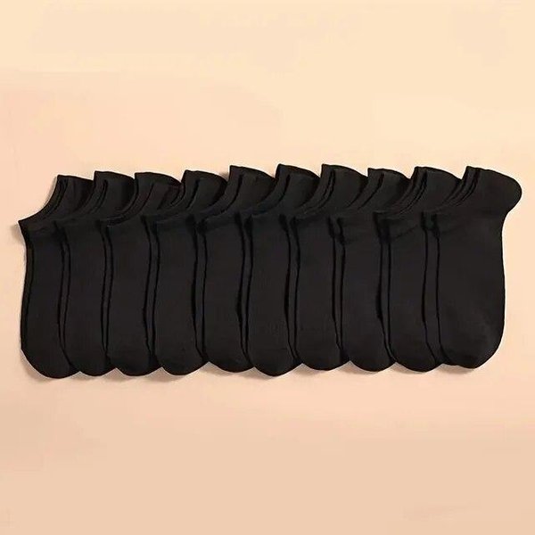 10 Pares De Calcetines NáUticos Invisibles De Corte Bajo De Silicona Antideslizantes De Verano Calcetines Tobilleros Invisibles Color SóLido Casual Transpirable 10 Pairs Negro-image