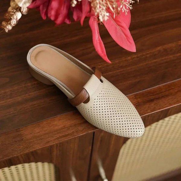 Buty Damskie Zakryte Palce Damskie Kapcie Modne Klapki Damskie OkrąGłE Palce Mieszane Kolory Niski Obcas SandałY Na ZewnąTrz 35 Morelowy-image